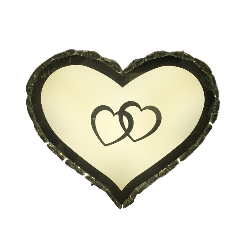 LED Bedroom Wall Sconce Lighting Simple White Wall Light Fixture with Heart-Shaped Crystal Shade in Warm/White/2 Color Light