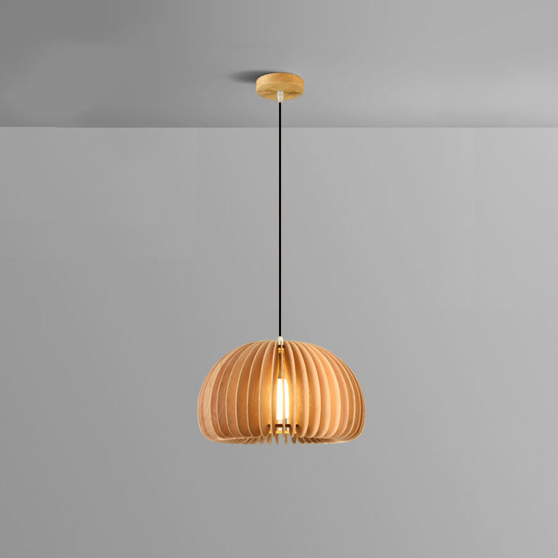 Simplicity Pumpkin Hanging Light Kit Wood 1-Light Ceiling Light for Dining Room