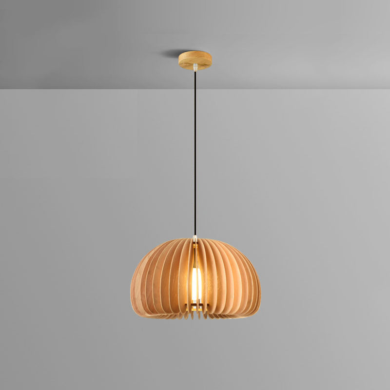 Simplicity Pumpkin Hanging Light Kit Wood 1-Light Ceiling Light for Dining Room