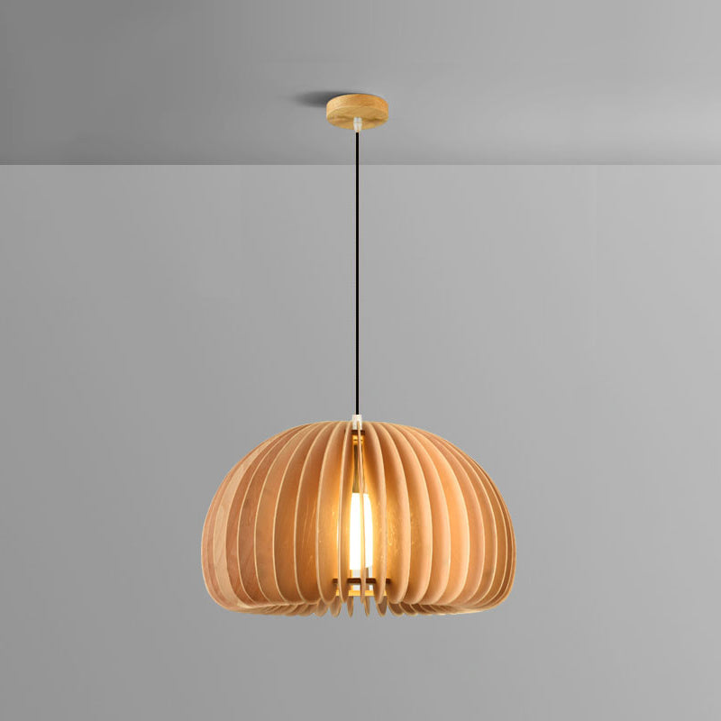 Simplicity Pumpkin Hanging Light Kit Wood 1-Light Ceiling Light for Dining Room