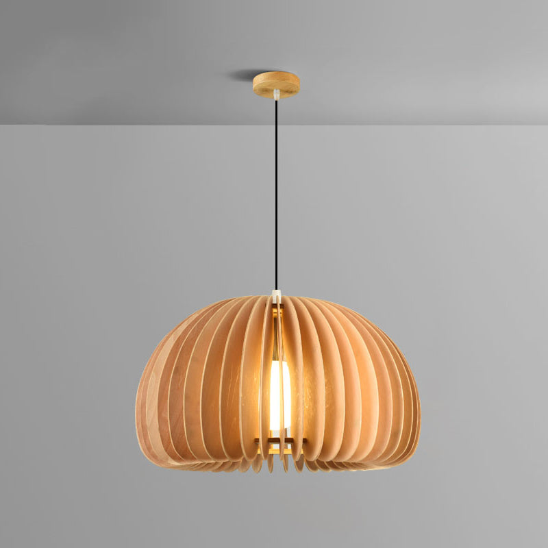 Simplicity Pumpkin Hanging Light Kit Wood 1-Light Ceiling Light for Dining Room