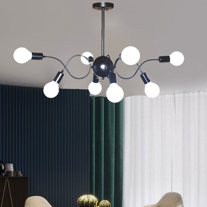 Chandelier Pendant Light Minimalist Style Exposed Bulb Metal Hanging Pendant Light