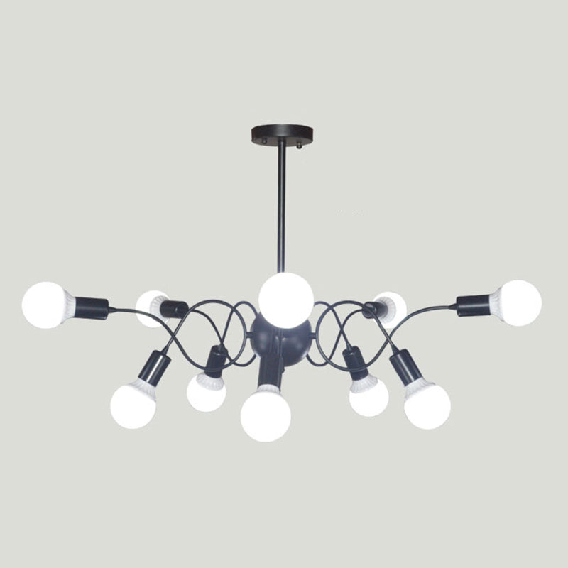 Chandelier Pendant Light Minimalist Style Exposed Bulb Metal Hanging Pendant Light
