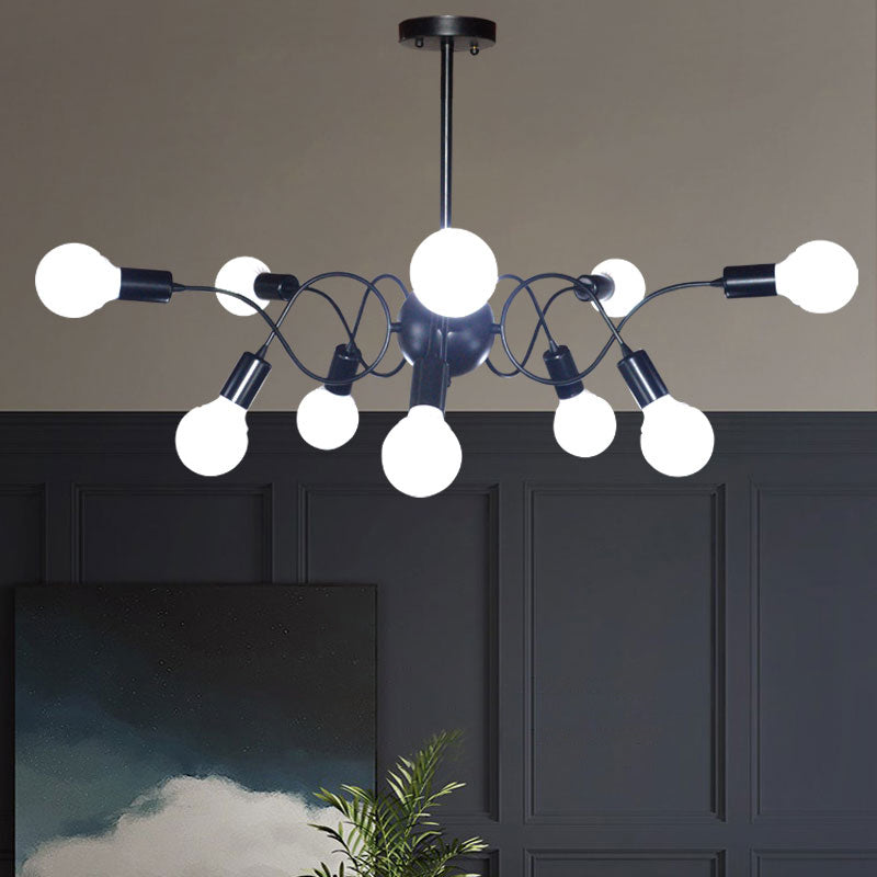 Chandelier Pendant Light Minimalist Style Exposed Bulb Metal Hanging Pendant Light