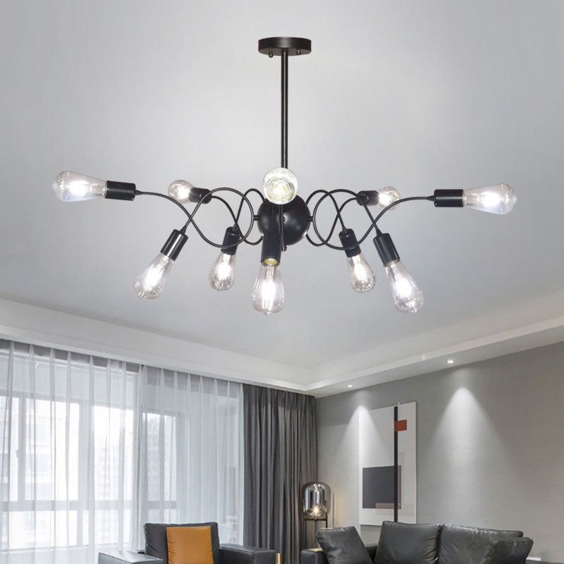 Chandelier Pendant Light Minimalist Style Exposed Bulb Metal Hanging Pendant Light