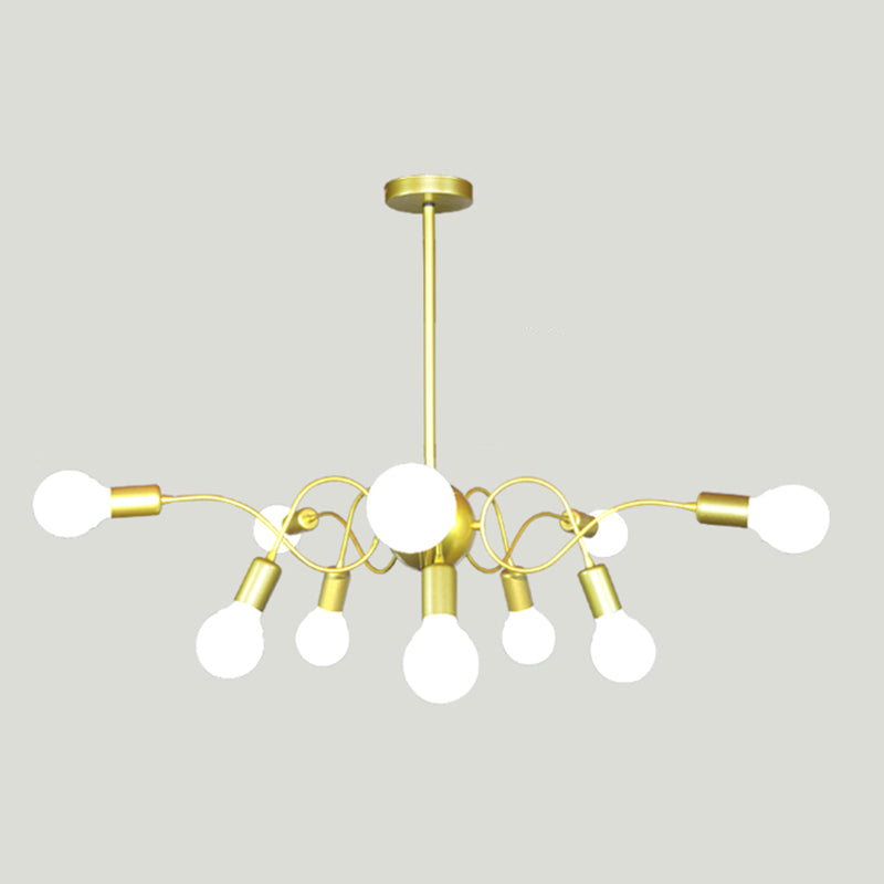 Chandelier Pendant Light Minimalist Style Exposed Bulb Metal Hanging Pendant Light