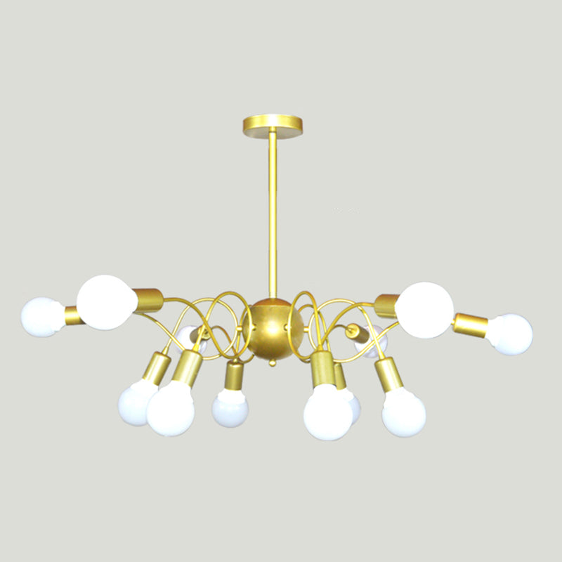 Chandelier Pendant Light Minimalist Style Exposed Bulb Metal Hanging Pendant Light