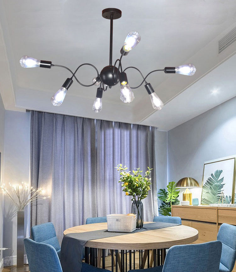 Chandelier Pendant Light Minimalist Style Exposed Bulb Metal Hanging Pendant Light