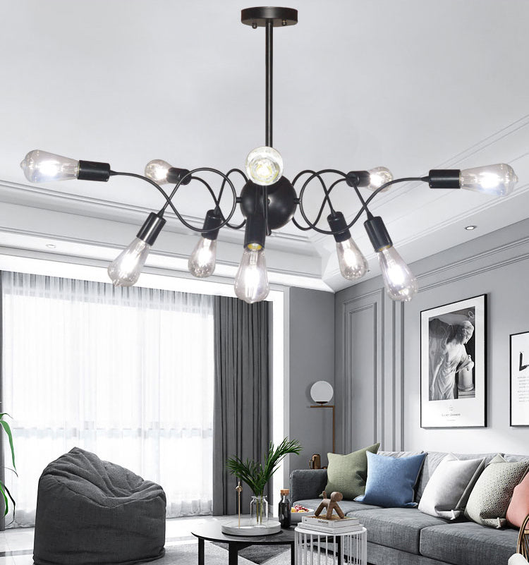 Chandelier Pendant Light Minimalist Style Exposed Bulb Metal Hanging Pendant Light