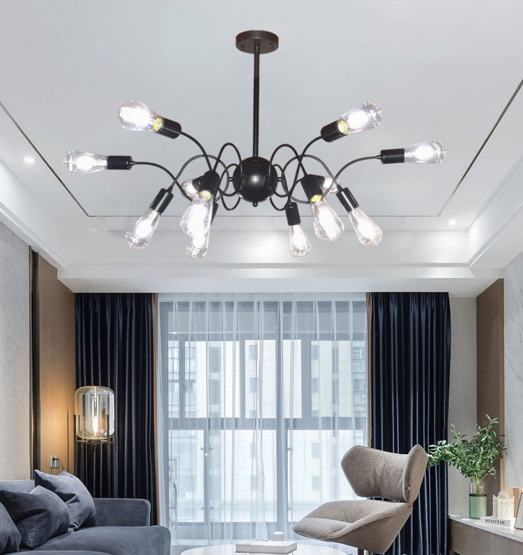 Chandelier Pendant Light Minimalist Style Exposed Bulb Metal Hanging Pendant Light