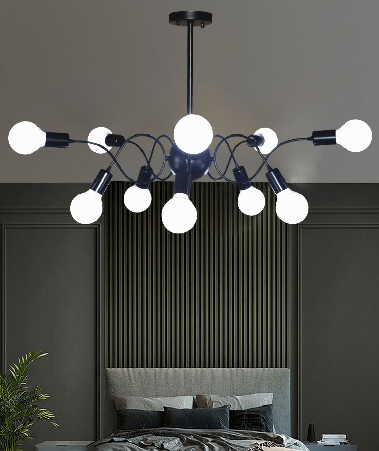 Chandelier Pendant Light Minimalist Style Exposed Bulb Metal Hanging Pendant Light
