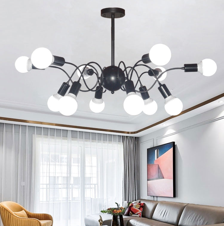 Chandelier Pendant Light Minimalist Style Exposed Bulb Metal Hanging Pendant Light