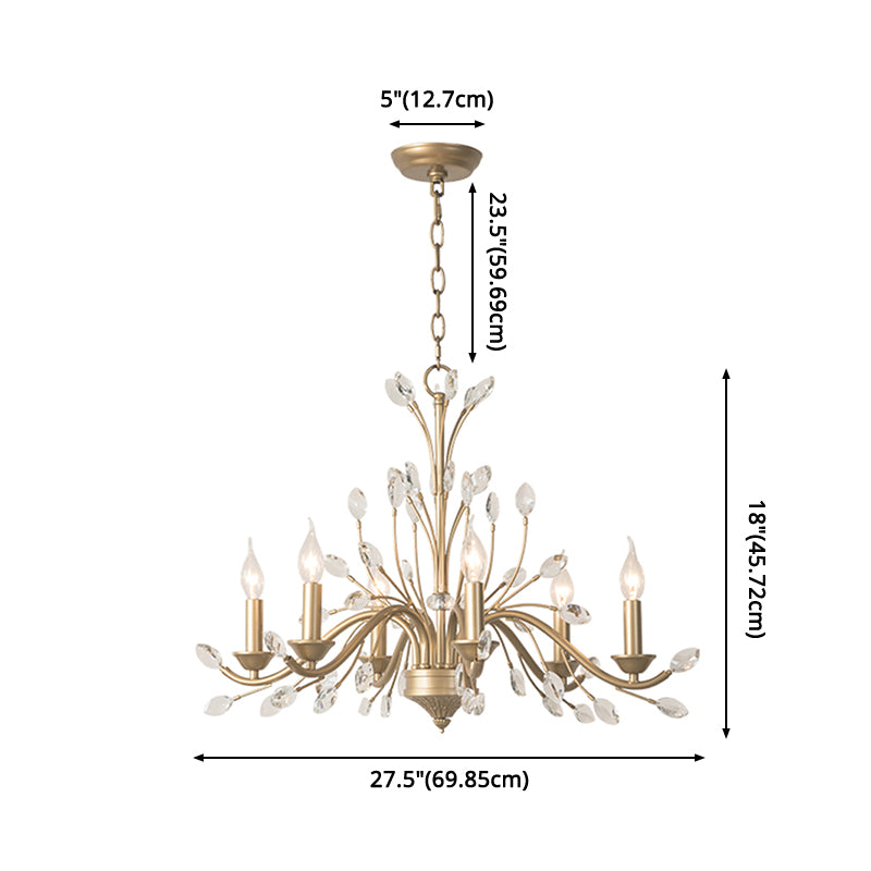 Branches Pendant Lighting Fixture Rustic Style Gold Crystal Hanging Pendant Light