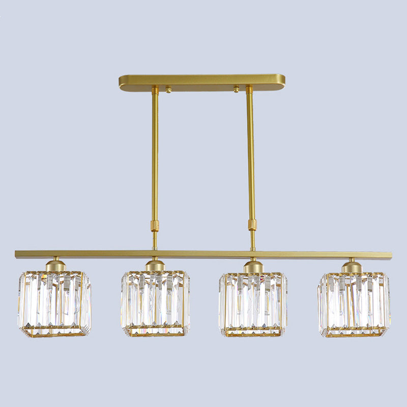 Squares oro Isola illuminazione Isola Stile Minimalista Crystal Island Pendant Light