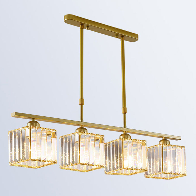 Squares oro Isola illuminazione Isola Stile Minimalista Crystal Island Pendant Light
