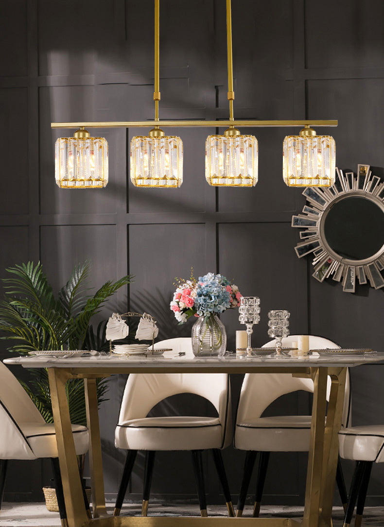 Squares oro Isola illuminazione Isola Stile Minimalista Crystal Island Pendant Light