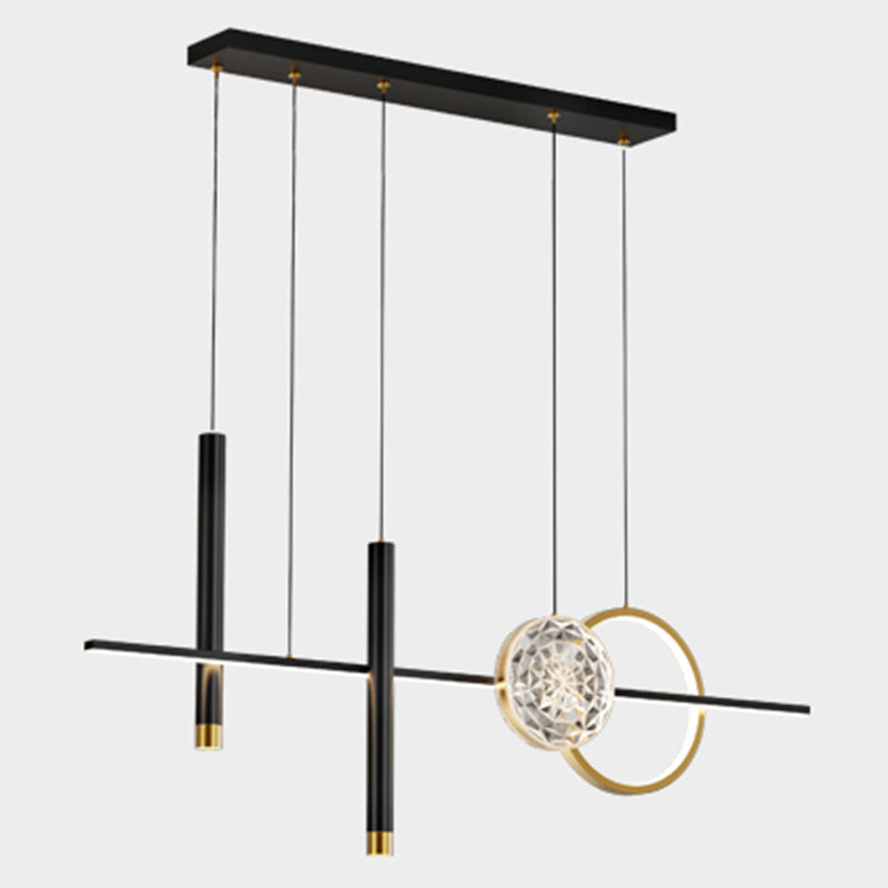 Nordic Linear Island Chandelier Light Metal Dinning Room LED Island Lightture en or-noir