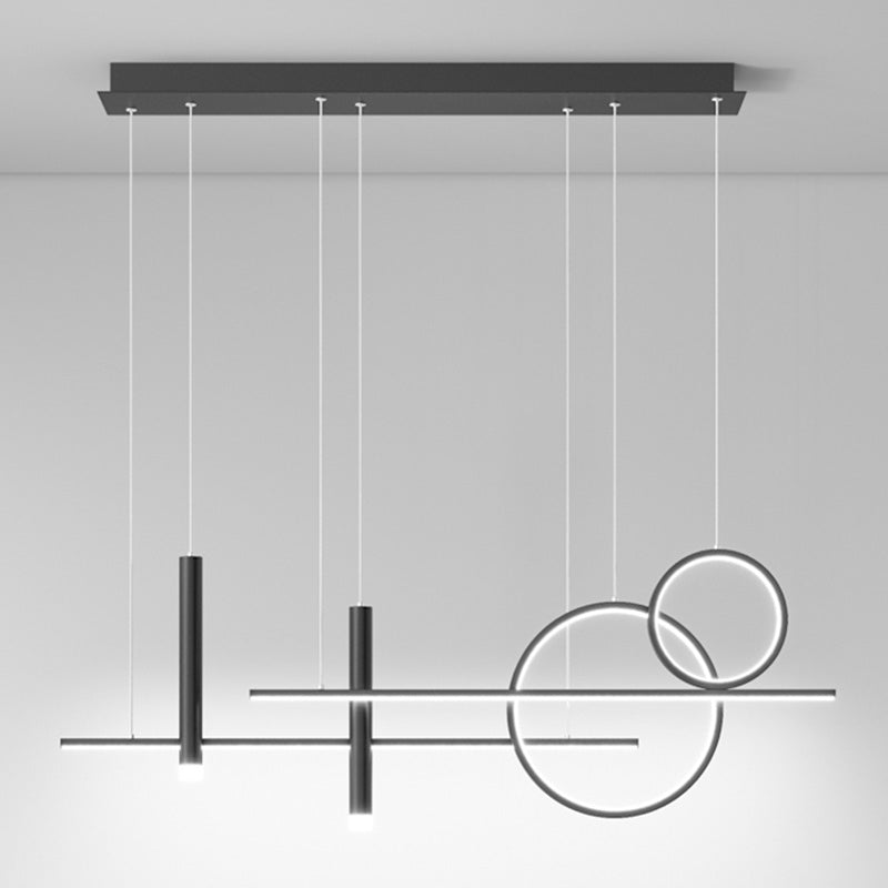 Minimalist LED Island Lighting Fixture Linear Island Chandelier Light with Metal Shade