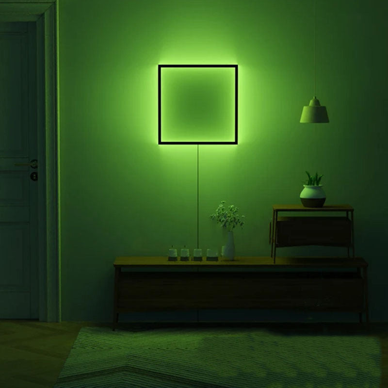 Black Square Sconce Light Fixture Contemporary RGB Metal Wall Mount Light Fixture