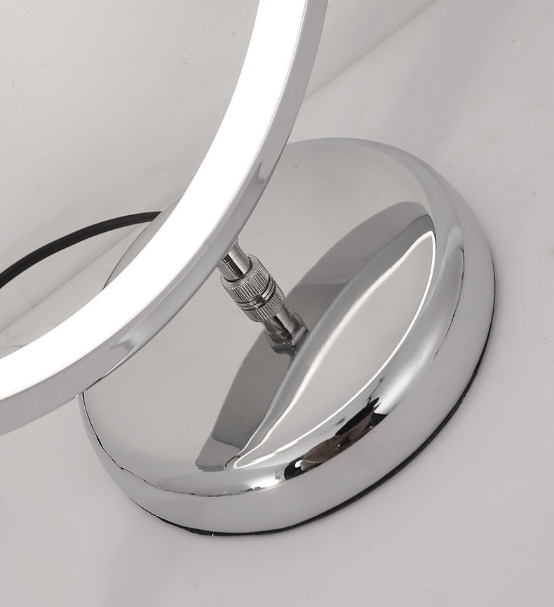 Chrome Ring Shaped Night Stand Lamp Simple Style Metal LED Table Light