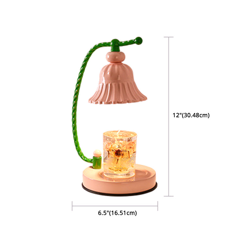 Flower Shaped Wax Warmer Lamp Nordic Metal 1 Head Pink Finish Table Light