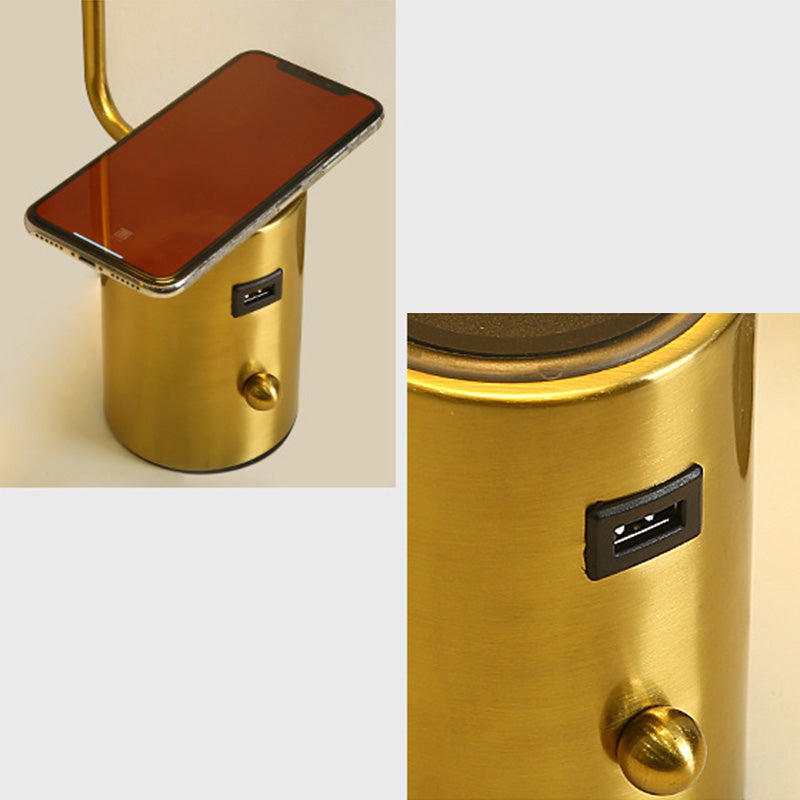 Gold Finish Ball Shade Table Lamp Modern 1-Light White Glass Nightstand Light