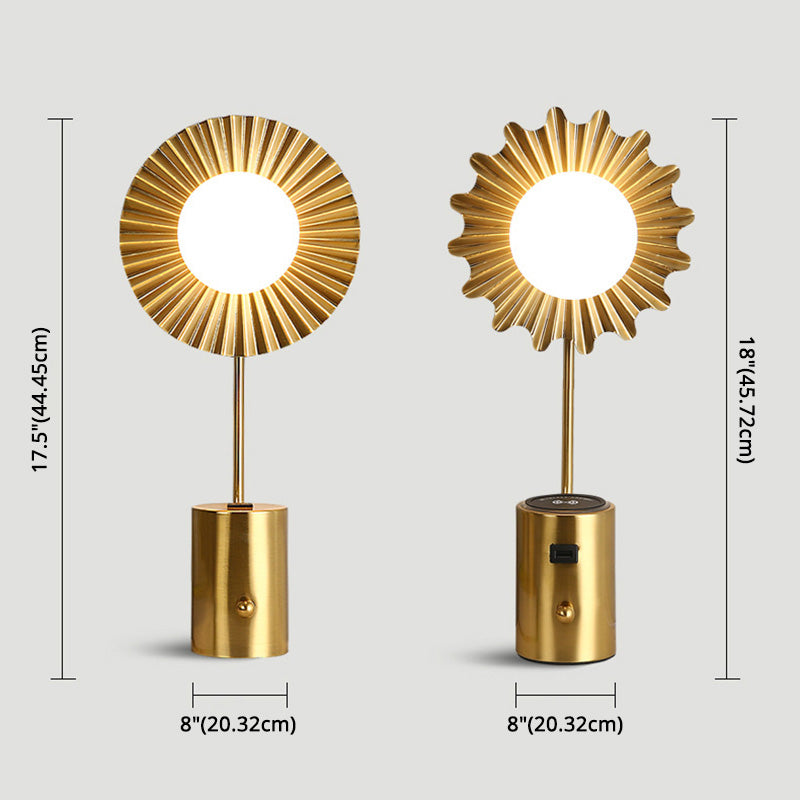 Gold Finish Ball Shade Table Lamp Modern 1-Light White Glass Nightstand Light