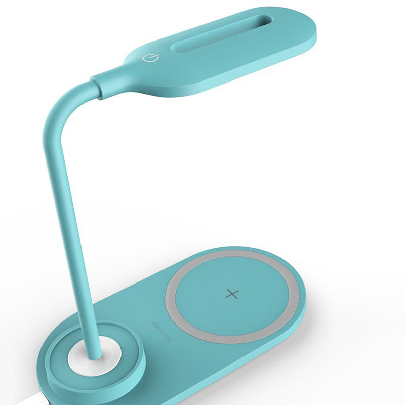 Lampada da tavolo oblunga per caricabatterie per telefono wireless Lampada da lettura a LED da comodino in plastica Macaron