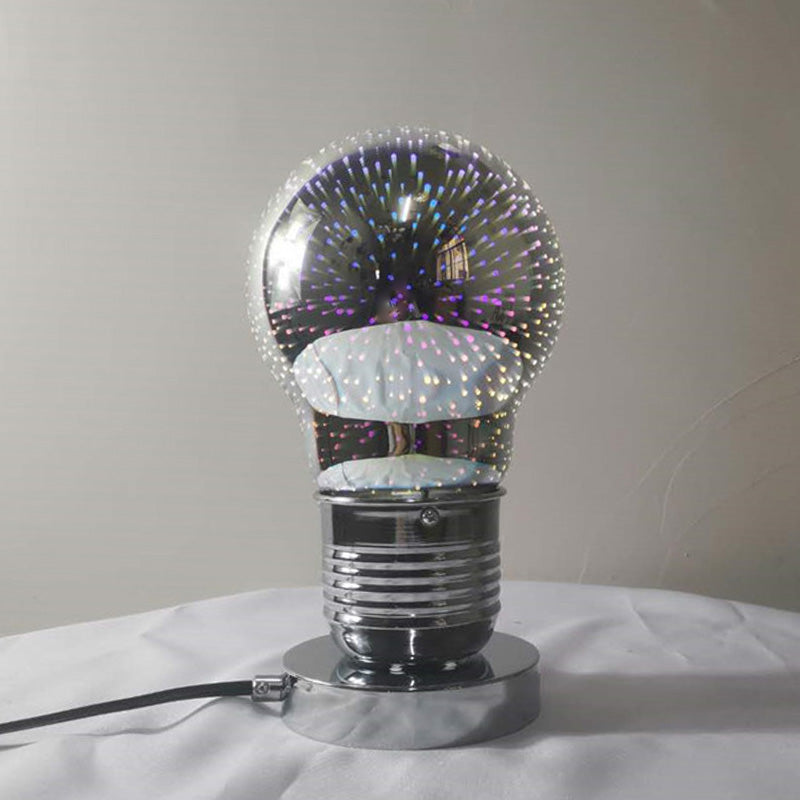 3D Mirrored Glass Ball Night Lamp Postmodern 1 Head Table Light in Chrome