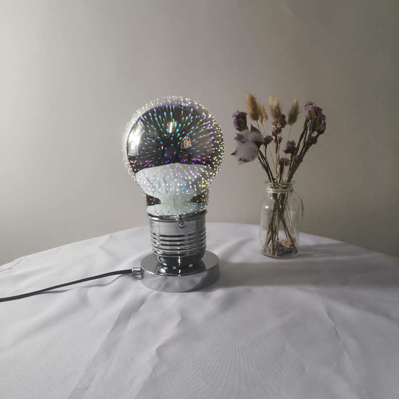 3D Mirrored Glass Ball Night Lamp Postmodern 1 Head Table Light in Chrome