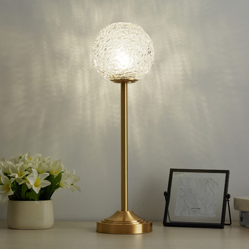Postmodern 1-Light Table Lamp Gold Finish Ball Nightstand Light with Shade