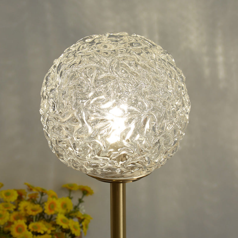 Postmodern 1-Light Table Lamp Gold Finish Ball Nightstand Light with Shade