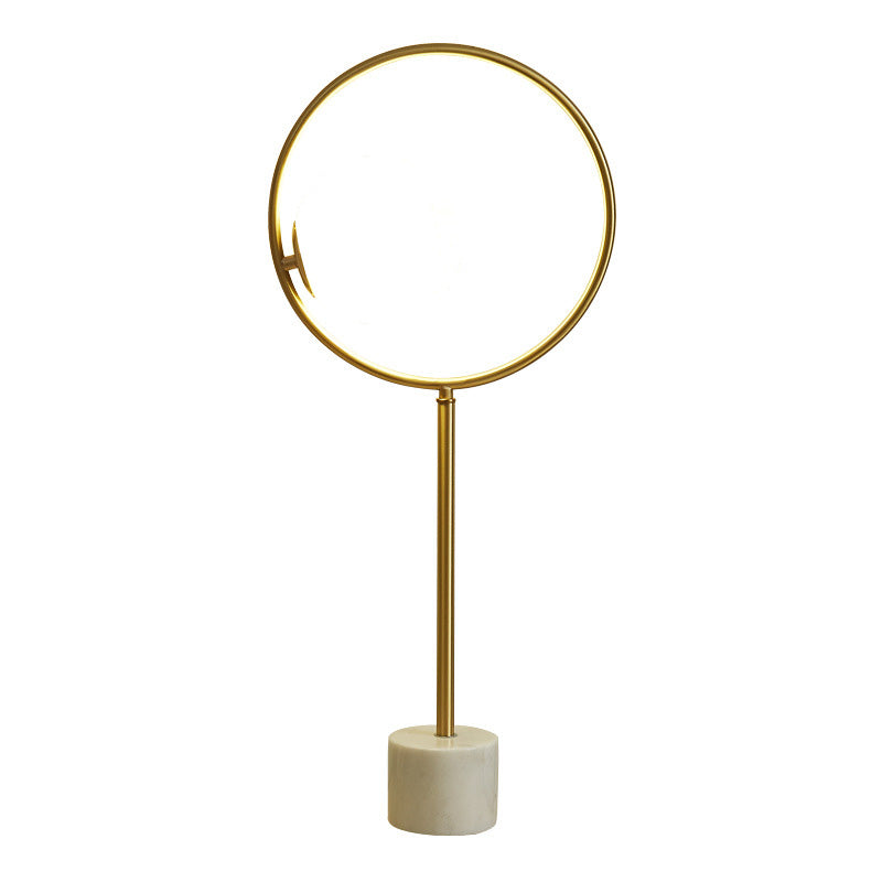 Postmodern 1-Light Table Lamp Gold Finish Ball Nightstand Light with Shade