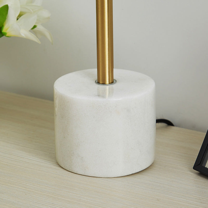 Postmodern 1-Light Table Lamp Gold Finish Ball Nightstand Light with Shade