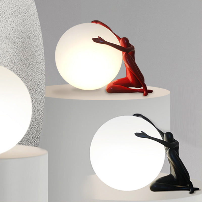 Modern Artistic Spherical Table Lamp Resin 1 Bulb Living Room Table Light