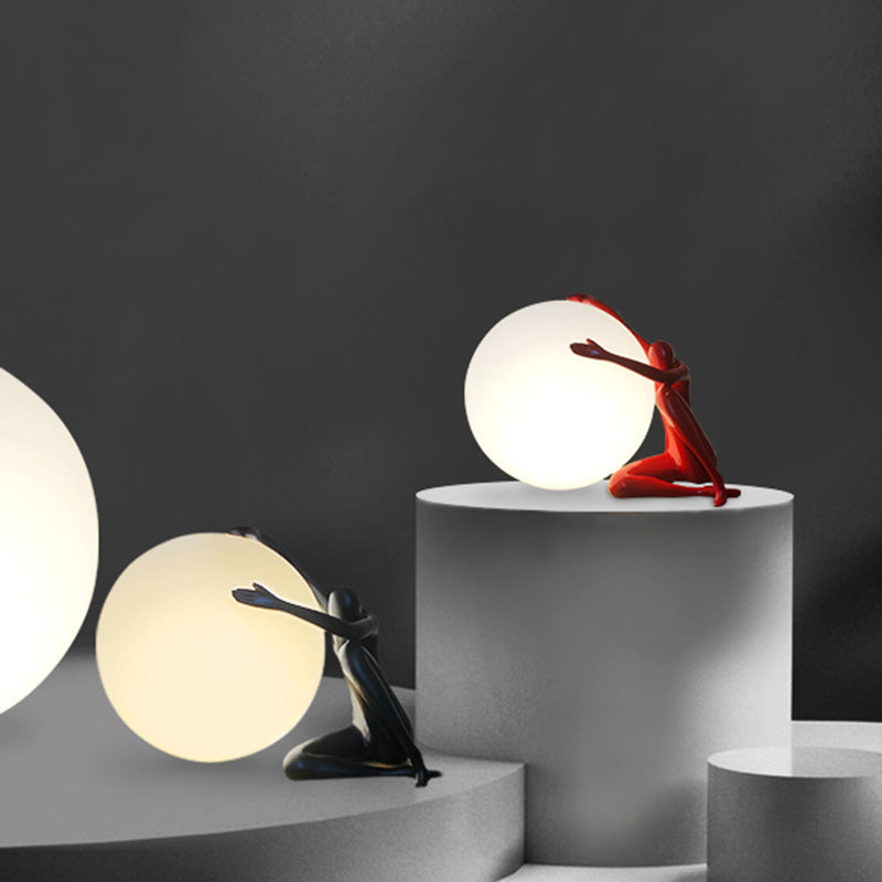 Modern Artistic Spherical Table Lamp Resin 1 Bulb Living Room Table Light