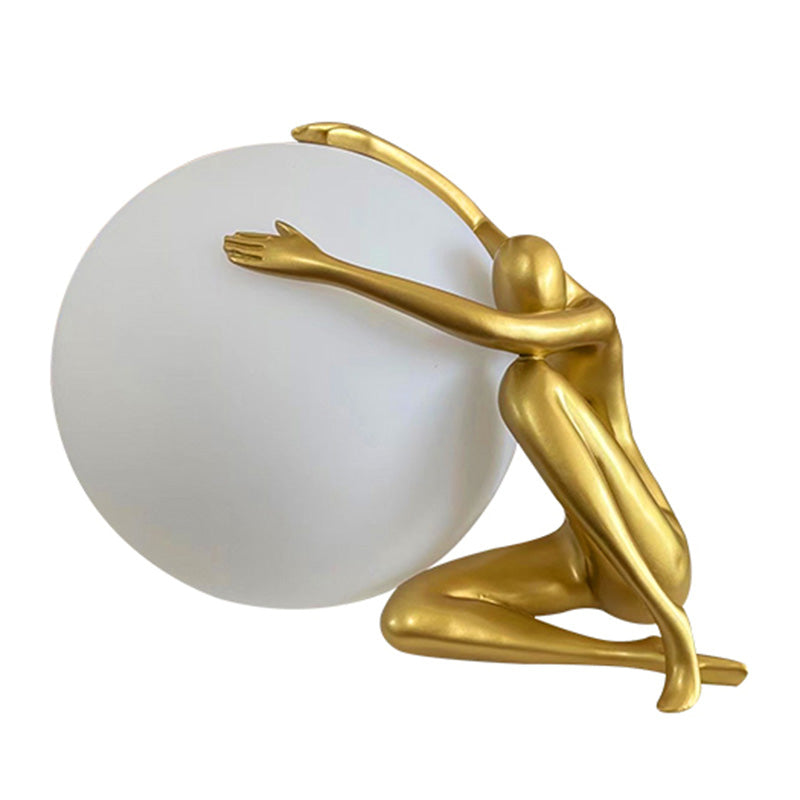 Modern Artistic Spherical Table Lamp Resin 1 Bulb Living Room Table Light