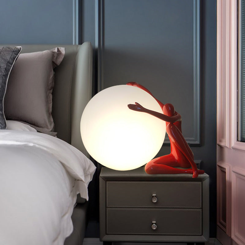 Modern Artistic Spherical Table Lamp Resin 1 Bulb Living Room Table Light