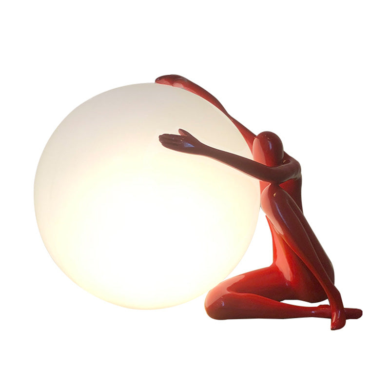Modern Artistic Spherical Table Lamp Resin 1 Bulb Living Room Table Light