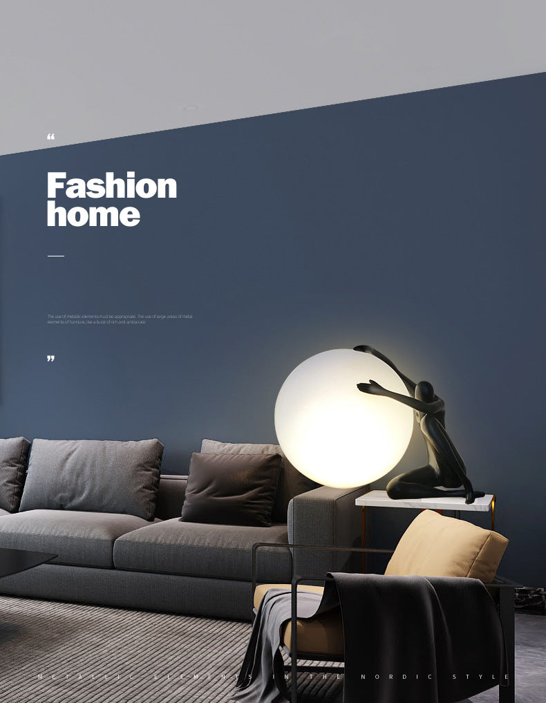 Modern Artistic Spherical Table Lamp Resin 1 Bulb Living Room Table Light
