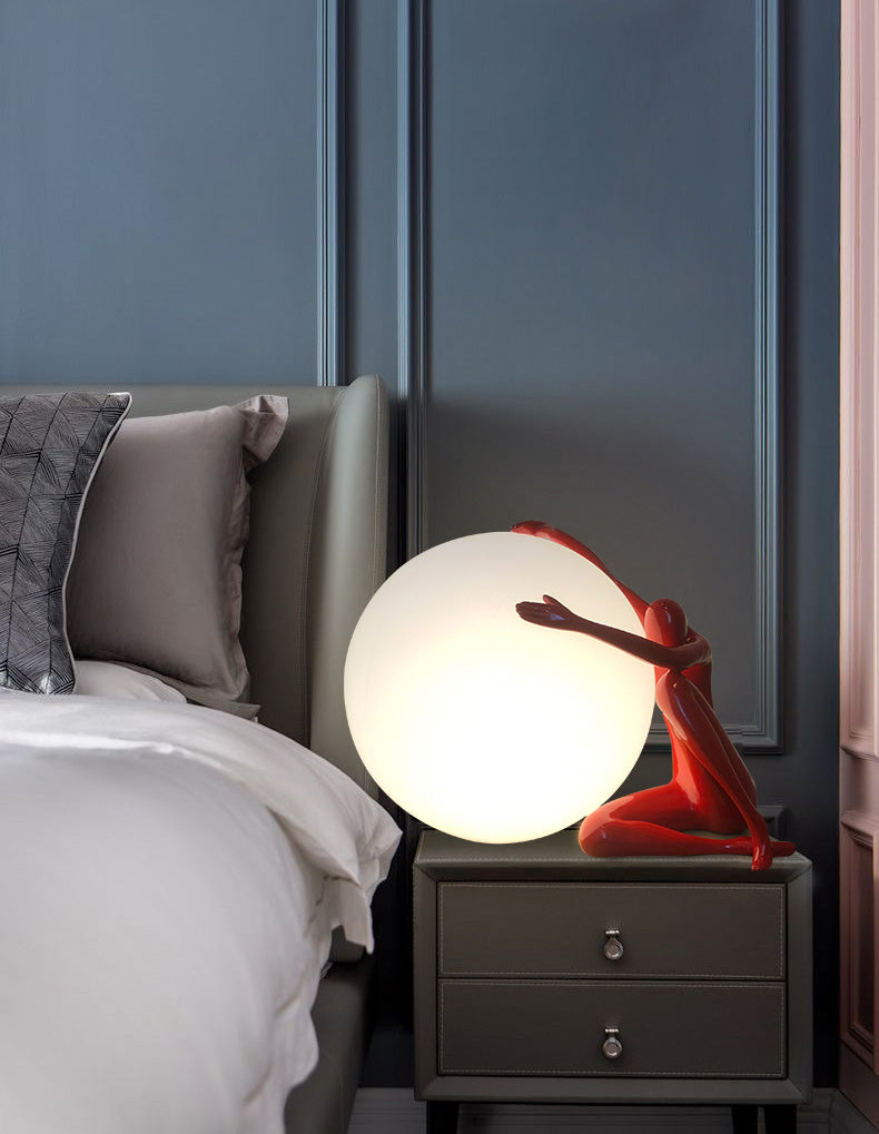 Modern Artistic Spherical Table Lamp Resin 1 Bulb Living Room Table Light