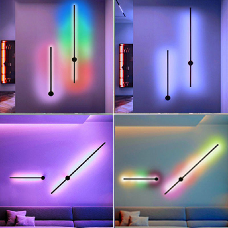 Accesorio de iluminación de pared de metal recto RGB RGB Black Wall Montion Lighture