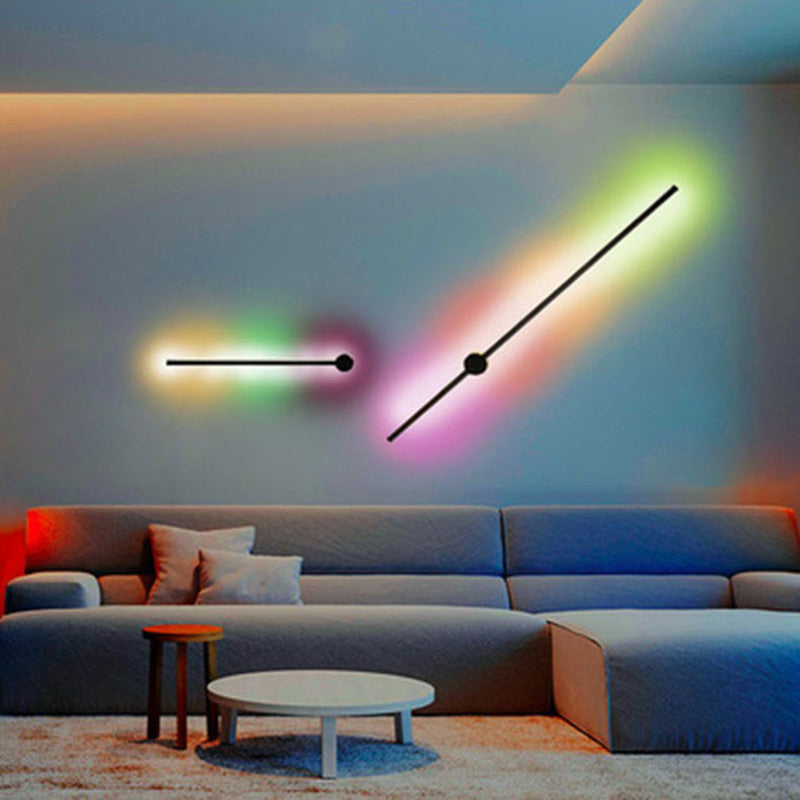 Accesorio de iluminación de pared de metal recto RGB RGB Black Wall Montion Lighture