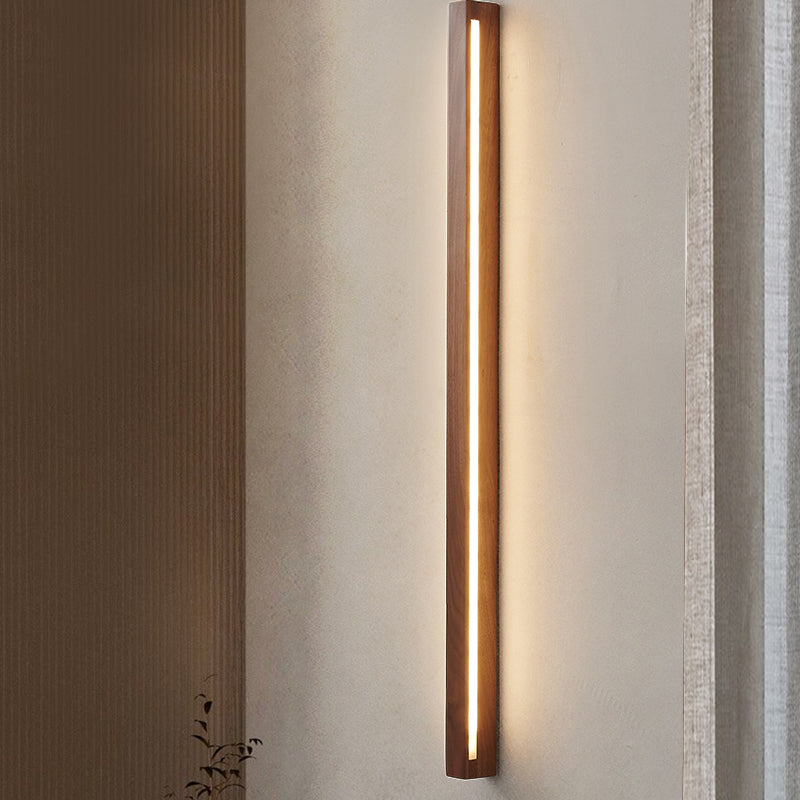 Wood Linear 1-Light Wall Sconce Contemporary Wall Mounted Lamp for Bedroom