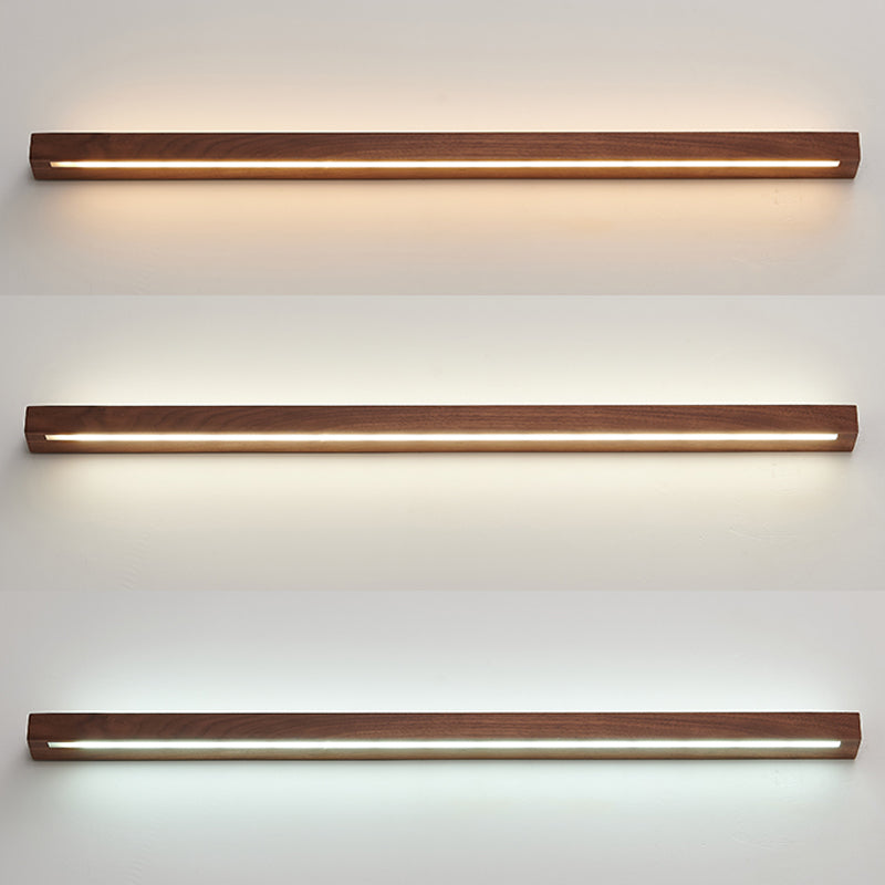 Wood Linear 1-Light Wall Sconce Contemporary Wall Mounted Lamp for Bedroom