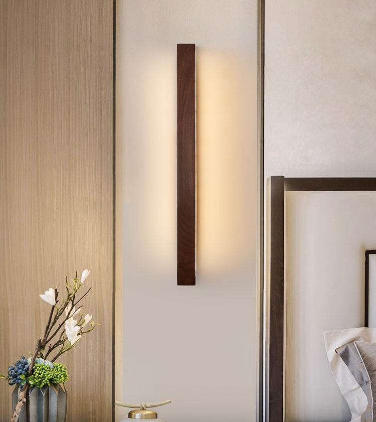 Wood Linear 1-Light Wall Sconce Contemporary Wall Mounted Lamp for Bedroom