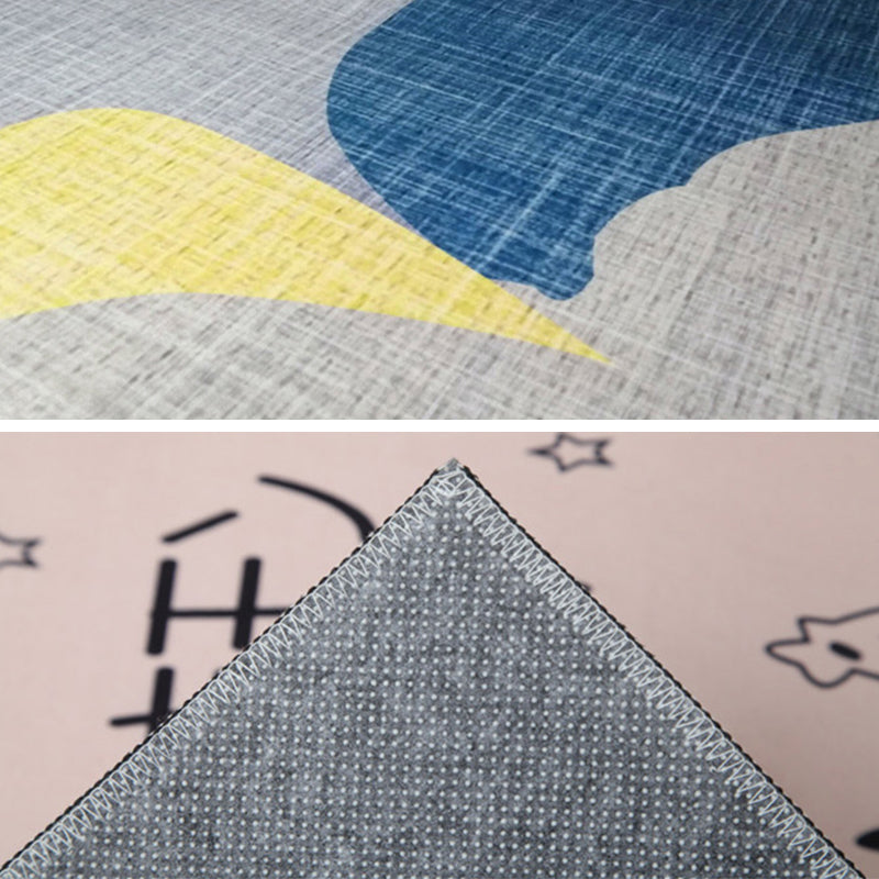 White Tone Simple Area Carpet Polyester Plant Print Area Rug Non-Slip Backing Carpet for Living Room