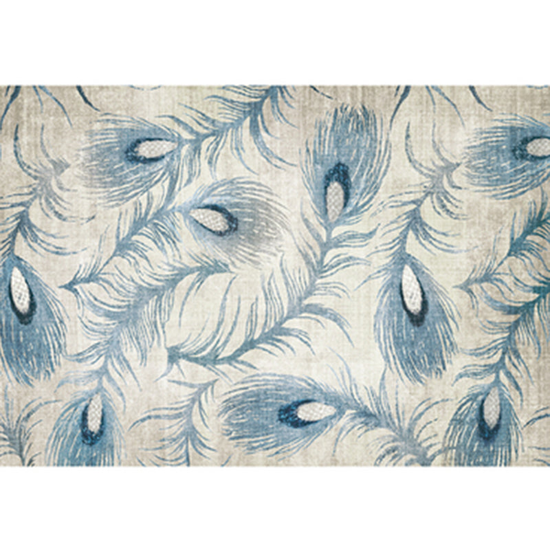 Multicolor Modern Area Carpet Polyester Feather Pattern Indoor Rug Washable Carpet for Living Room