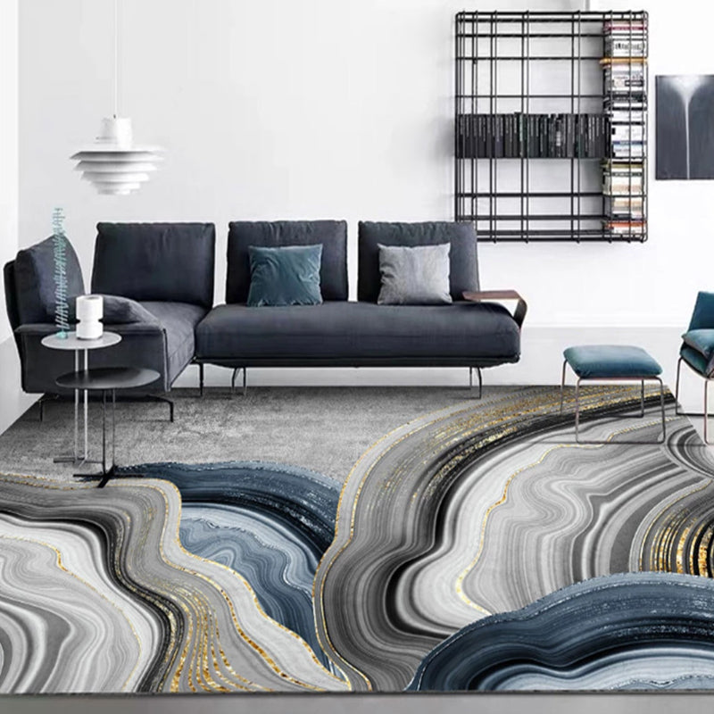 Grey Tone Simple Indoor Rug Polyester Color Rendering Carpet Stain Resistant Rug for Home Decoration