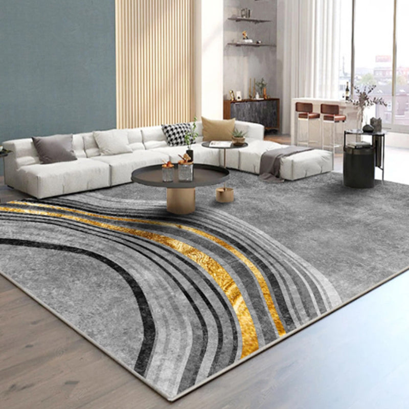 Grey Tone Simple Indoor Rug Polyester Color Rendering Carpet Stain Resistant Rug for Home Decoration